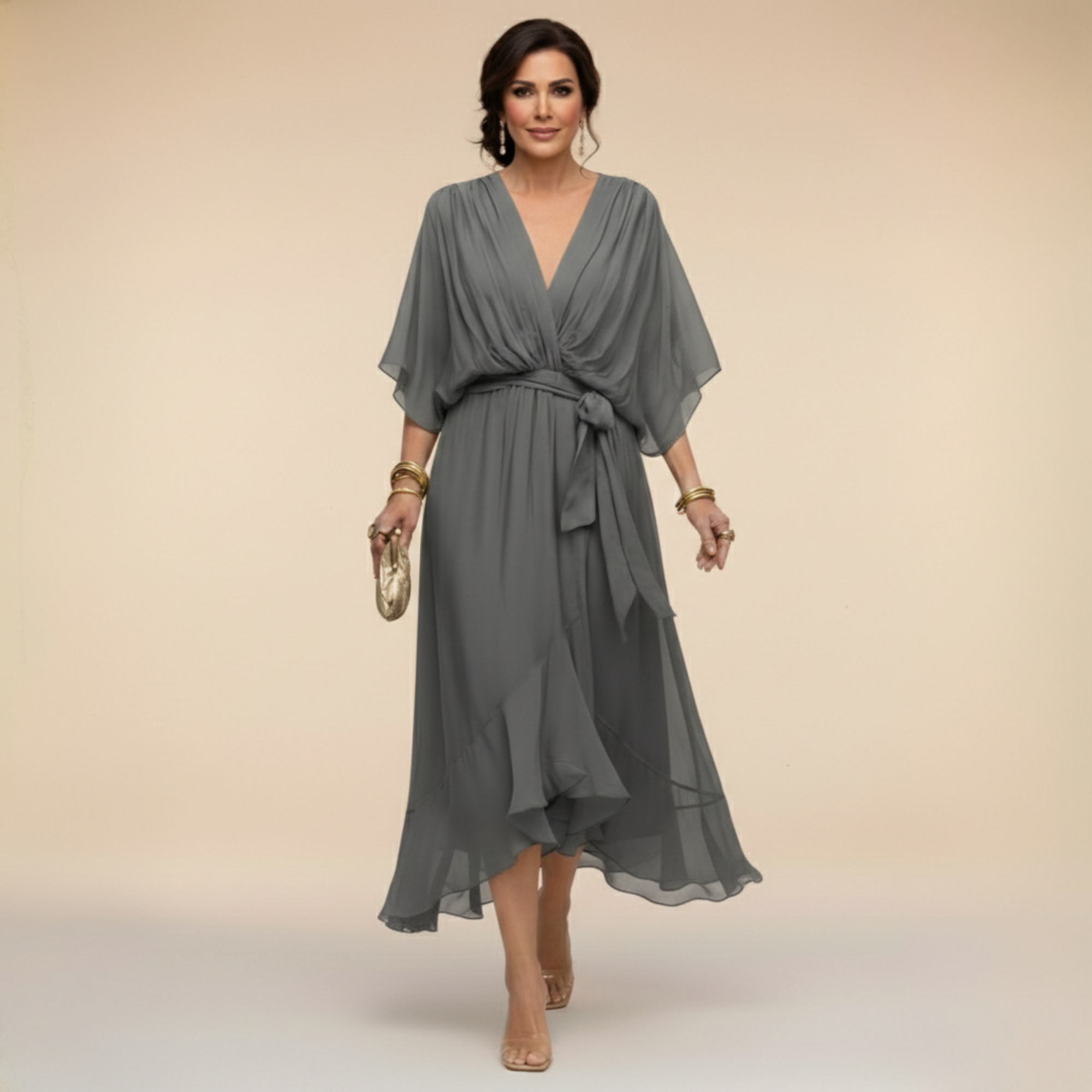 Ava Women's Midi Dress | Ethereal Drape, Summer Cocktail Dress - 10