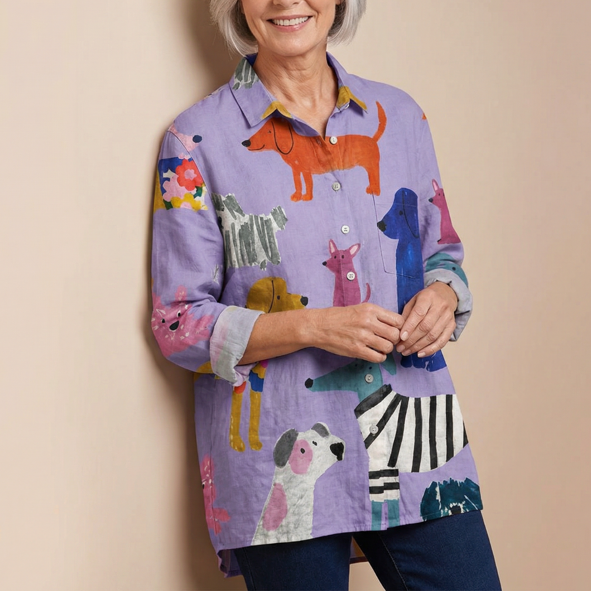 Ava Women's Shirt | Artistic Print, Relaxed Fit - 8