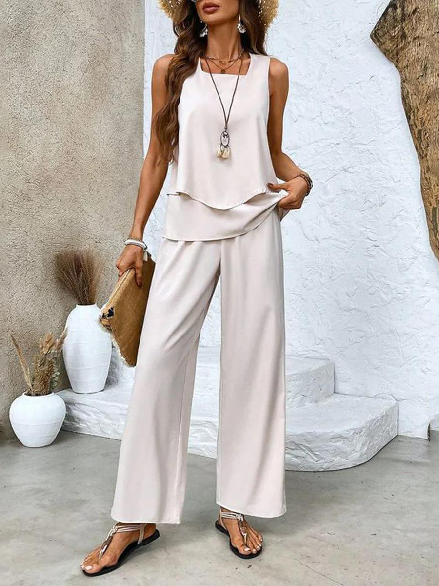 Averie Women's Two Piece Summer Set | Flowy Top & Wide-Leg Pants - 7