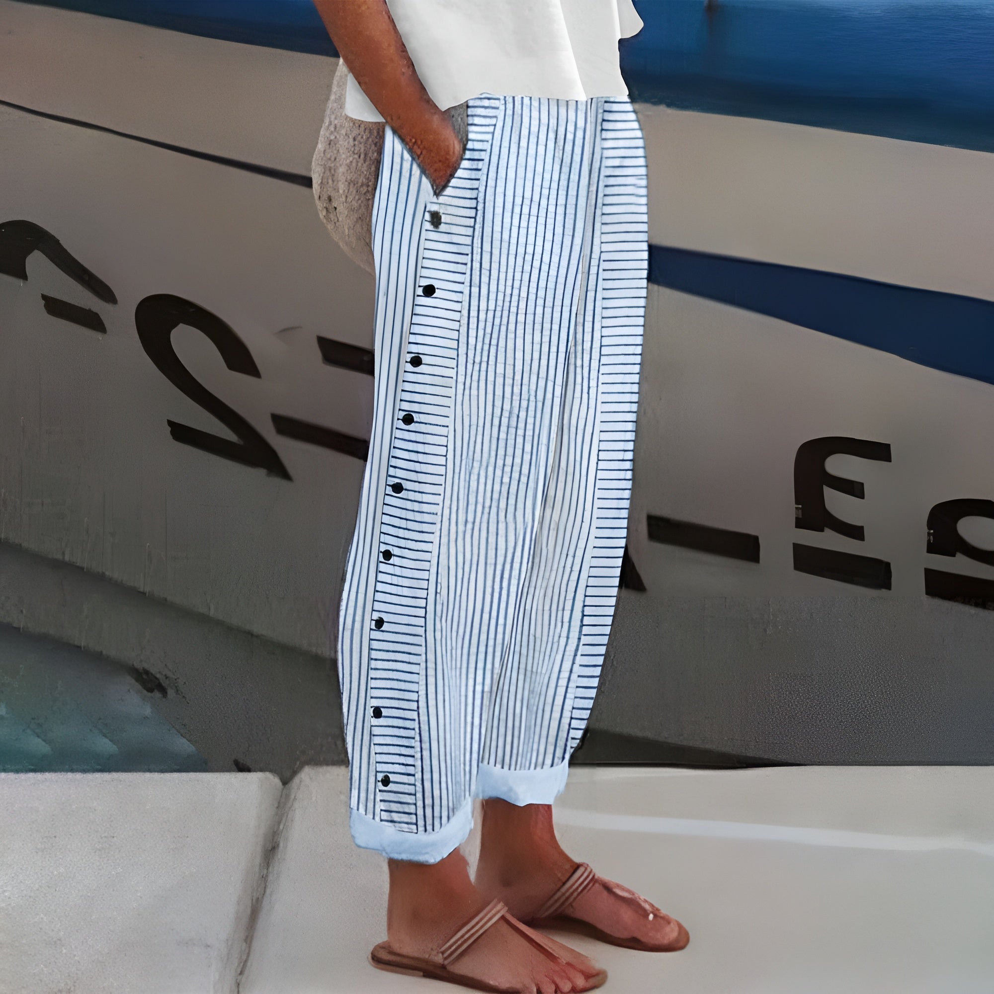 Arvina Women's Wide Leg Trousers | Lightweight Linen Pants, Breathable Summer Style - 1