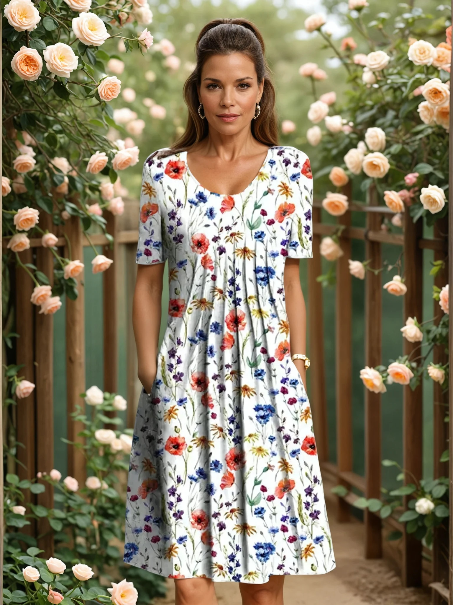 Mari Women's A-Line Dress | Soft Breathable Fabric, Plus Size Available - 1