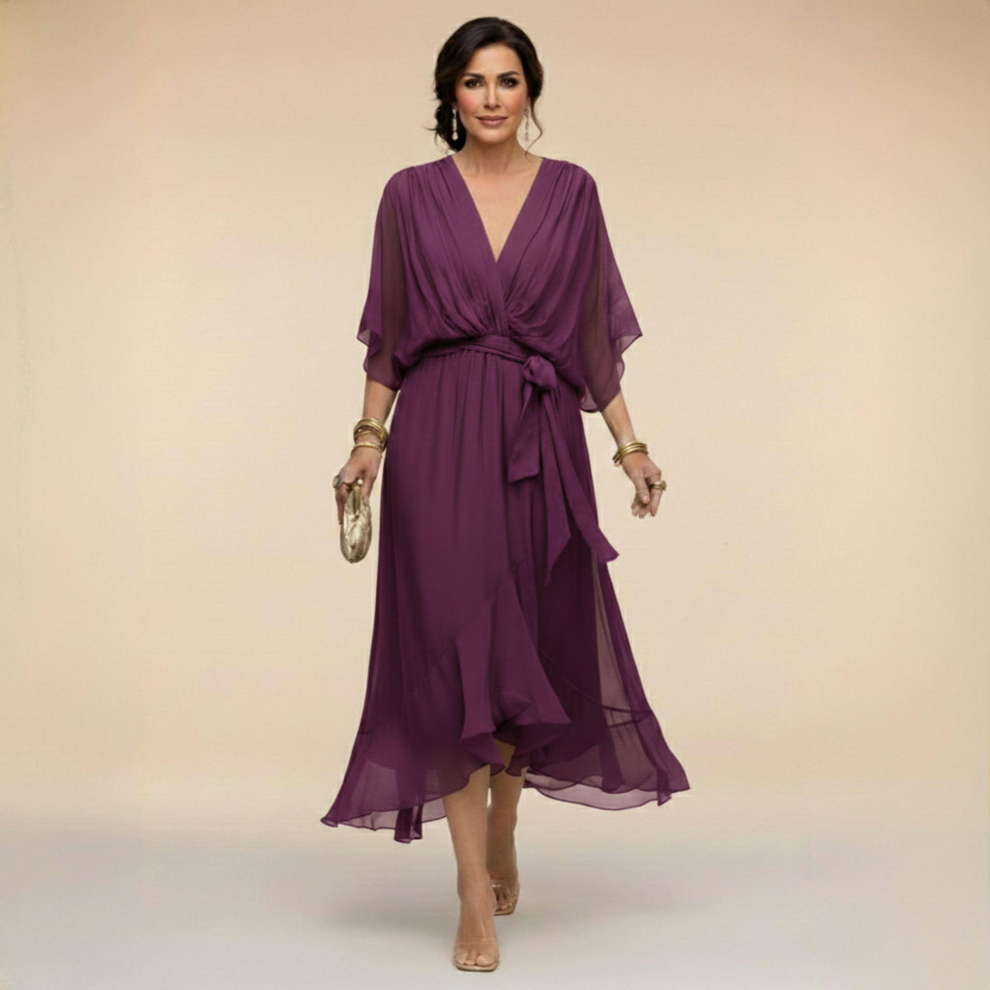 Ava Women's Midi Dress | Ethereal Drape, Summer Cocktail Dress - 9