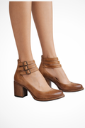 Fiona Women's Black Ankle Strap Heels | Block Heel Design, Closed Toe - 1