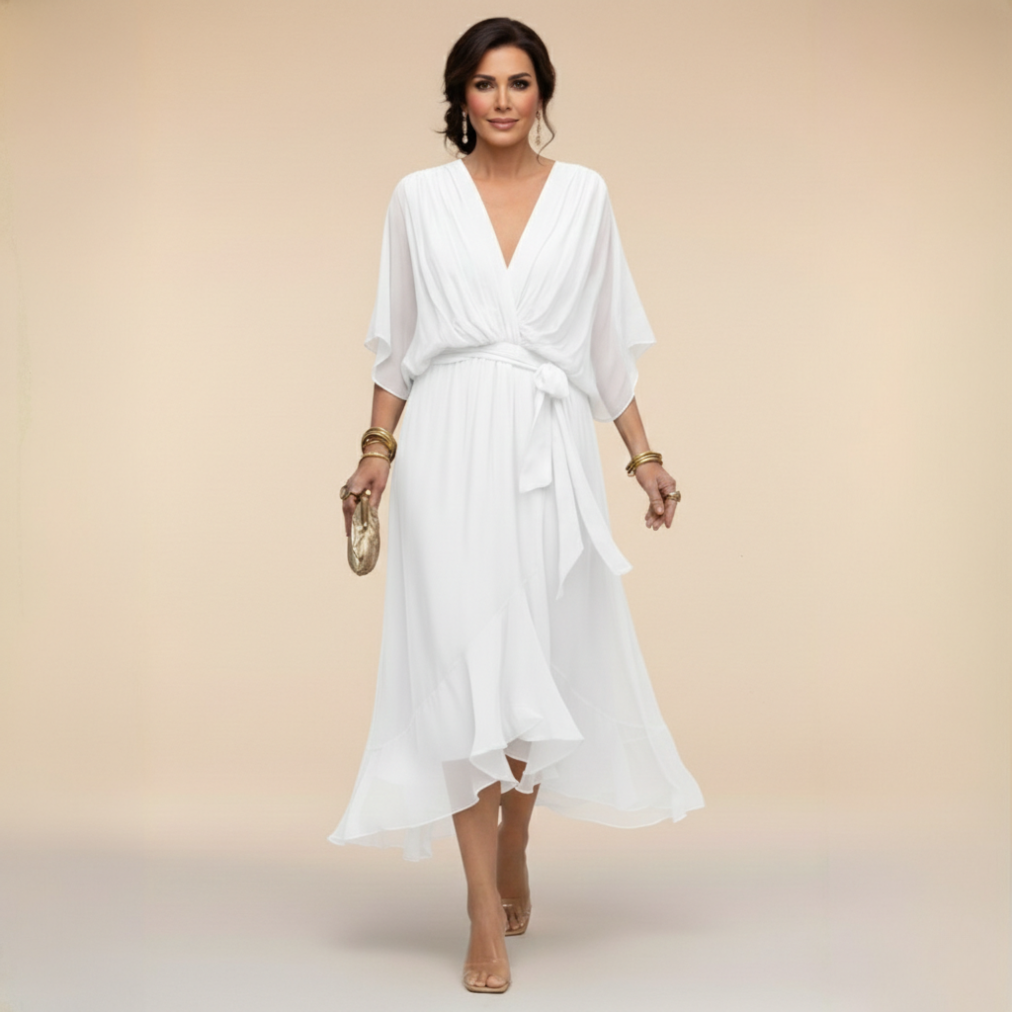 Ava Women's Midi Dress | Ethereal Drape, Summer Cocktail Dress - 6