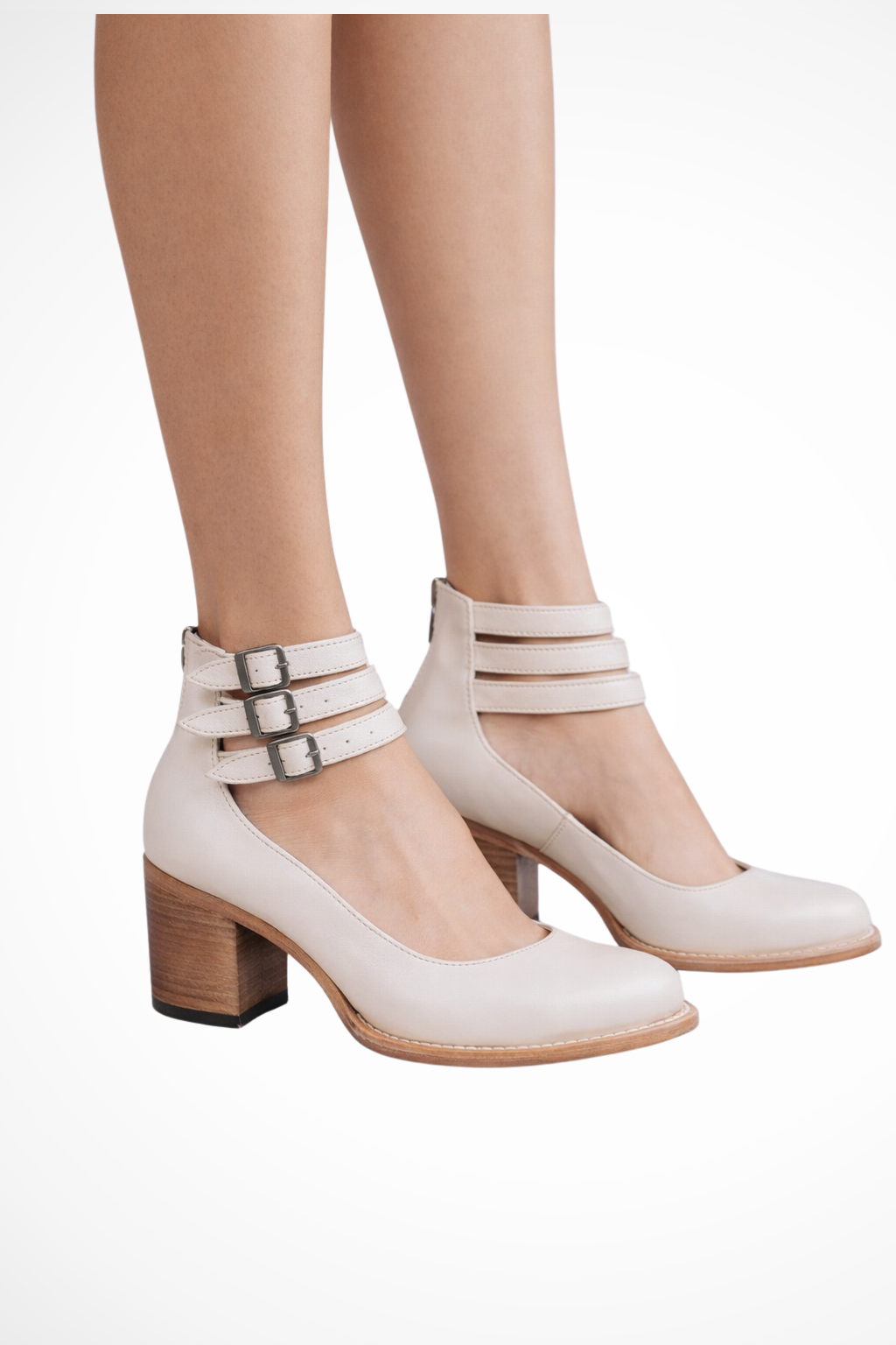 Fiona Women's Black Ankle Strap Heels | Block Heel Design, Closed Toe - 3
