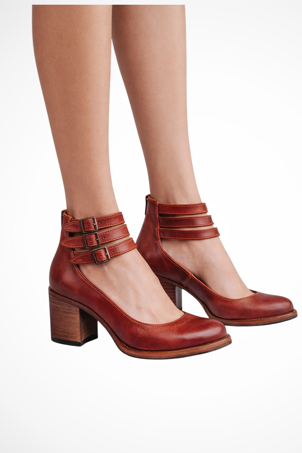 Fiona Women's Black Ankle Strap Heels | Block Heel Design, Closed Toe - 7