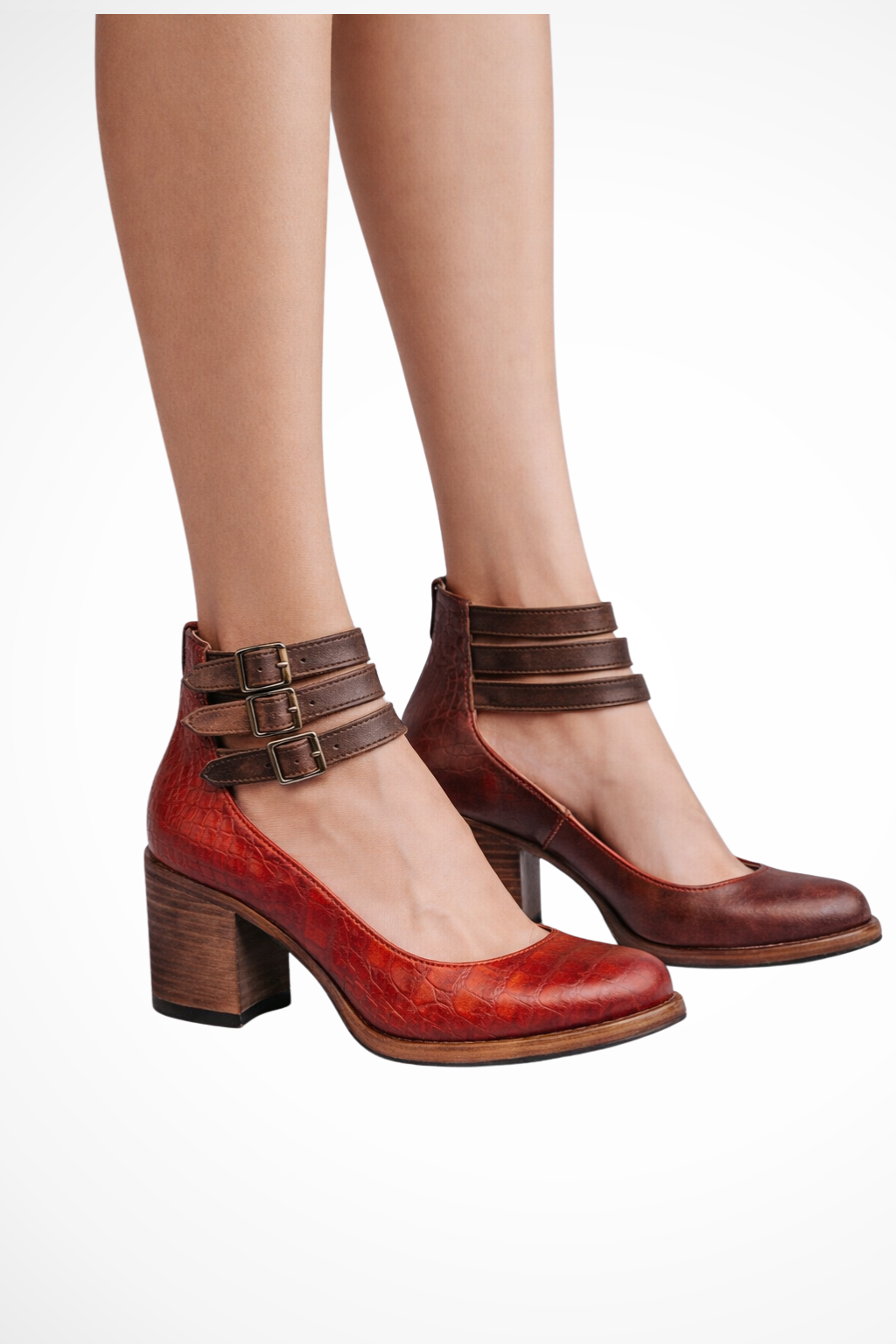 Fiona Women's Black Ankle Strap Heels | Block Heel Design, Closed Toe - 6
