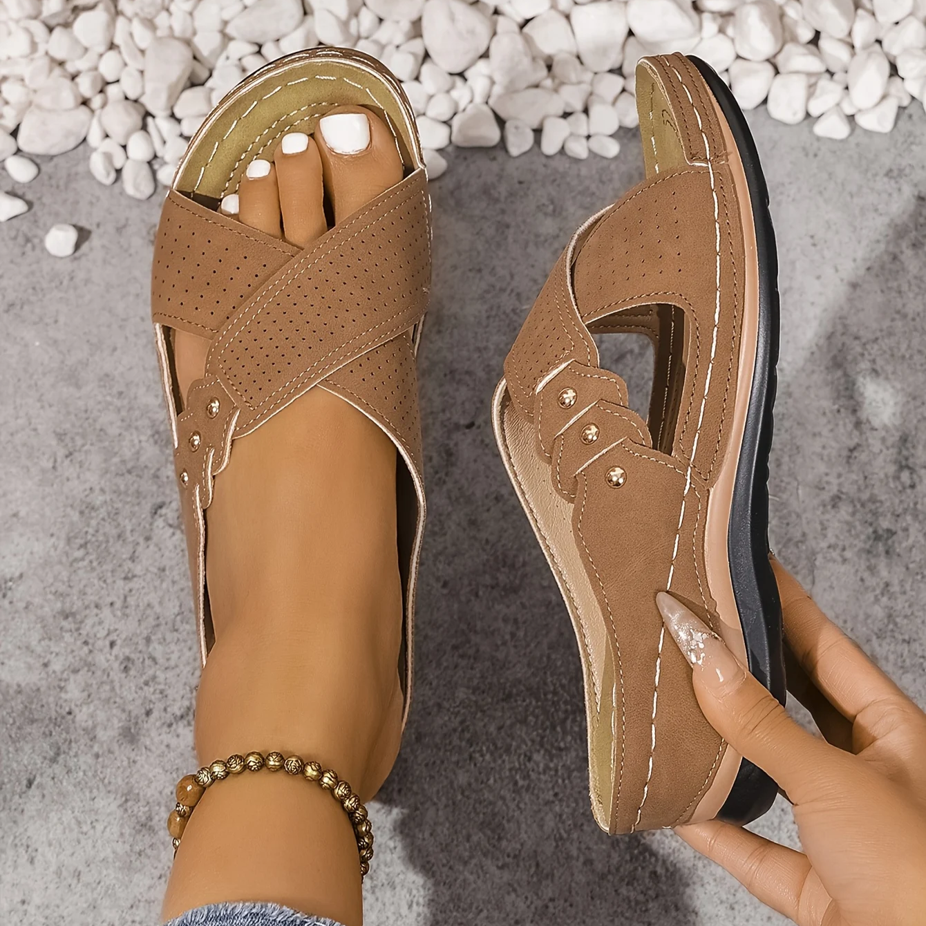 Pina Women's Wedge Sandals | Orthopaedic Support, Lightweight, Anti-Slip - 14