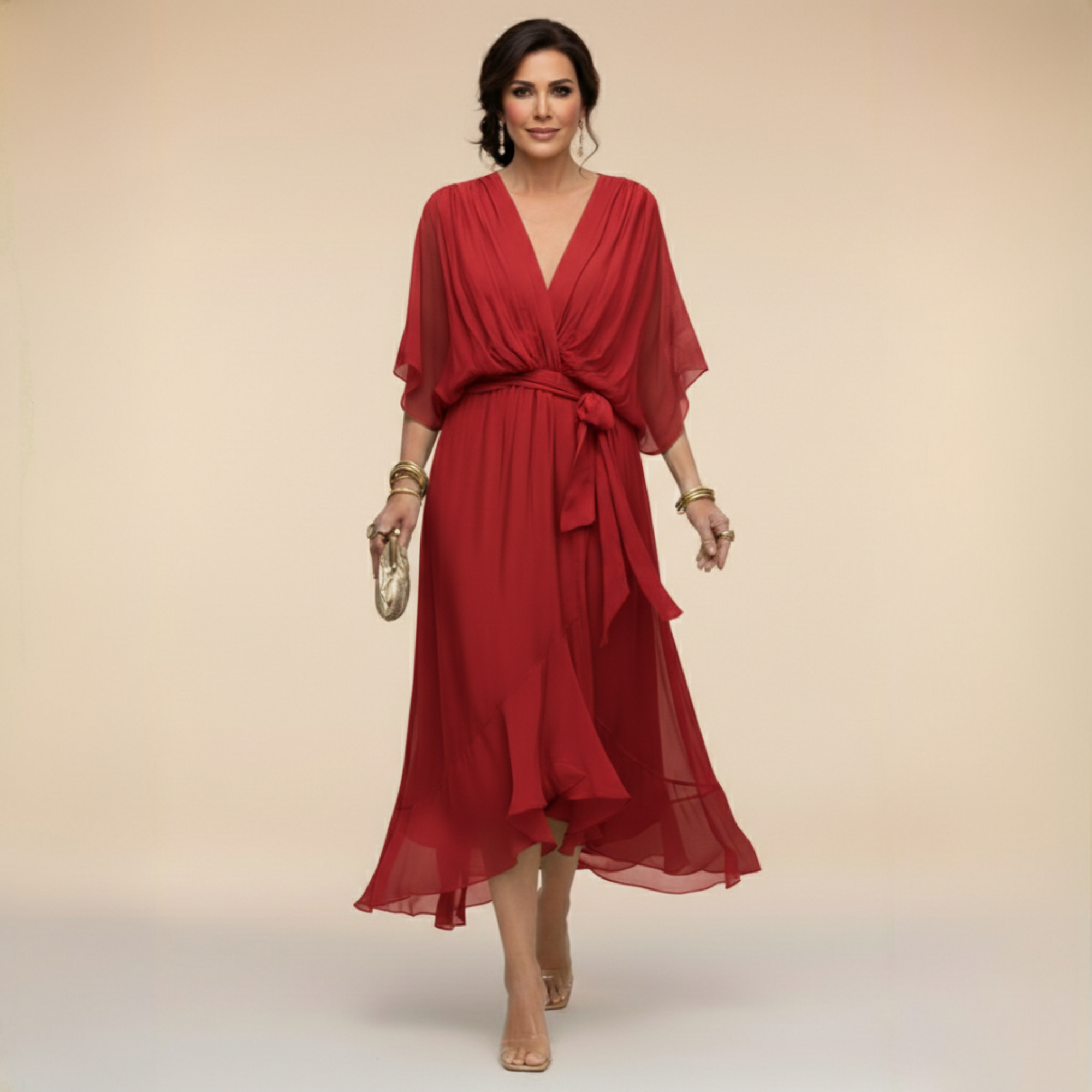 Ava Women's Midi Dress | Ethereal Drape, Summer Cocktail Dress - 7