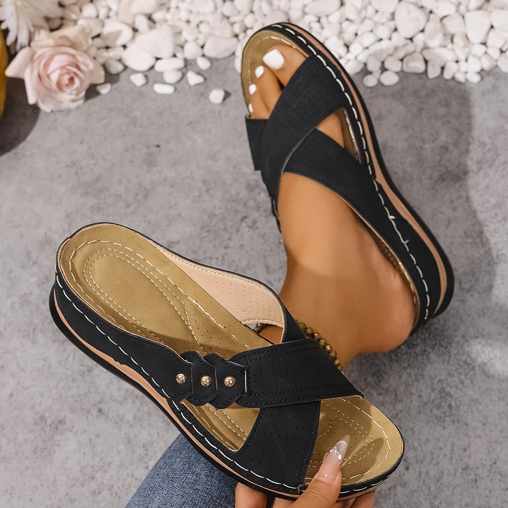 Pina Women's Wedge Sandals | Orthopaedic Support, Lightweight, Anti-Slip - 10