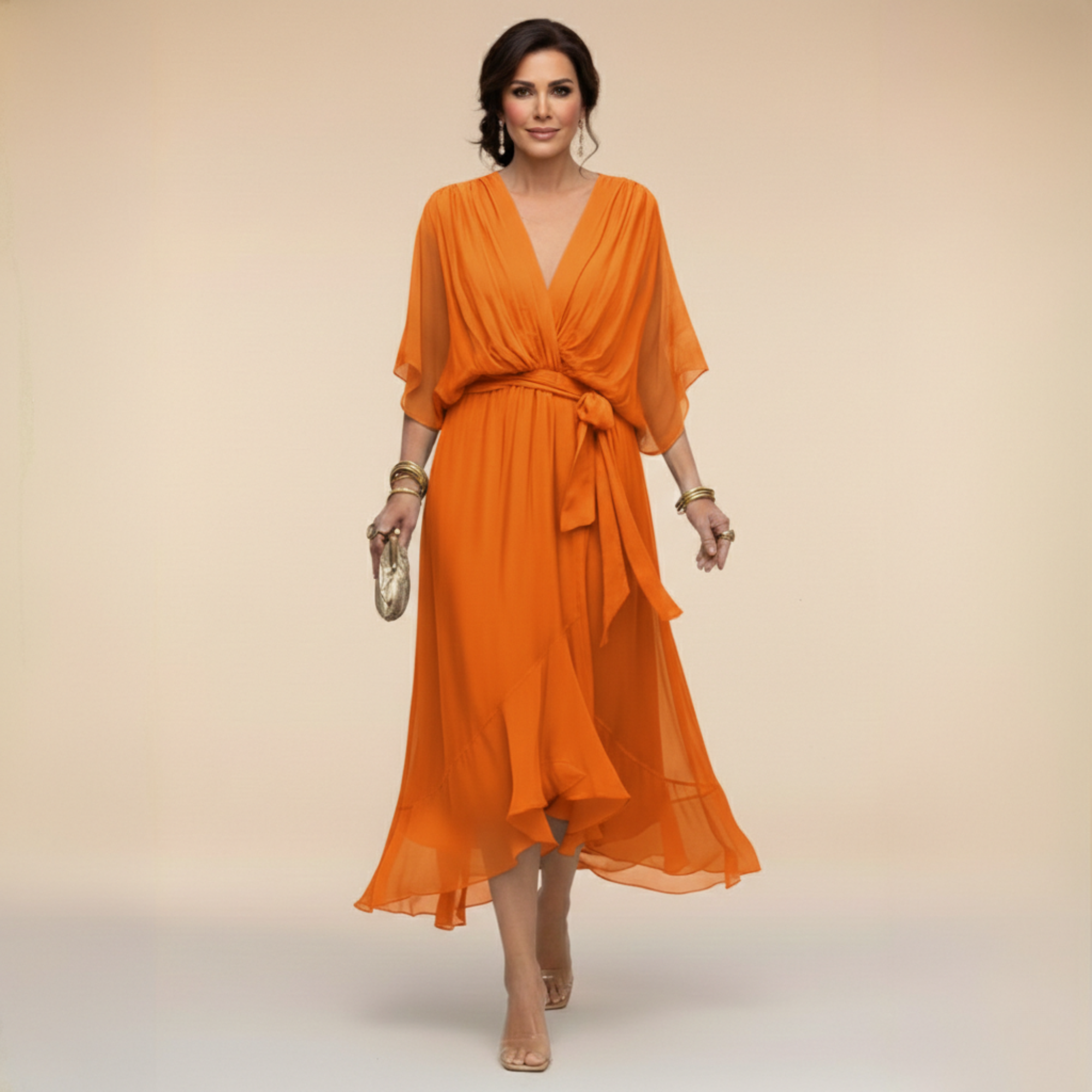 Ava Women's Midi Dress | Ethereal Drape, Summer Cocktail Dress - 8