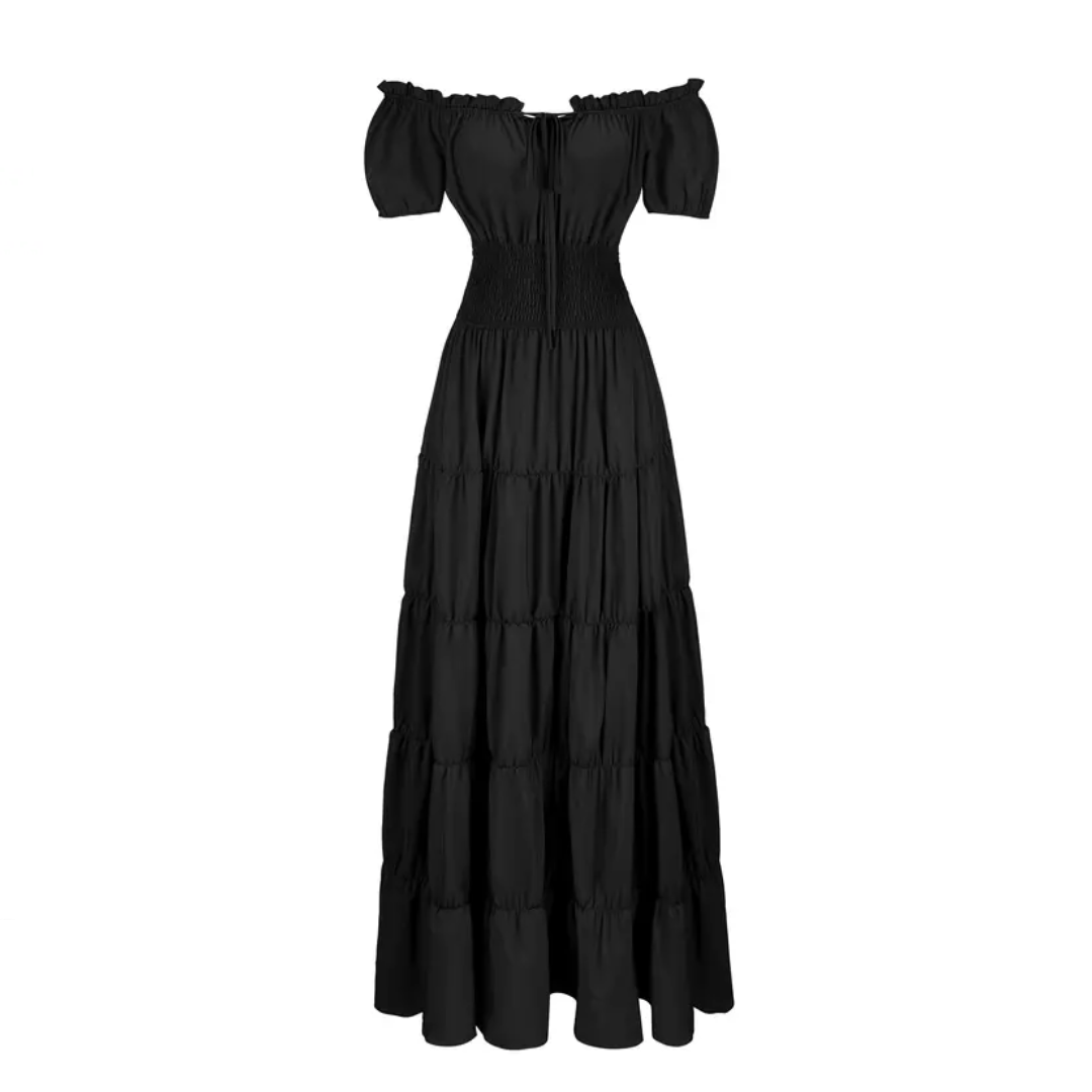 Raven Women's Renaissance Dress | Smocked Waist, Floor-Length Glamour - 3