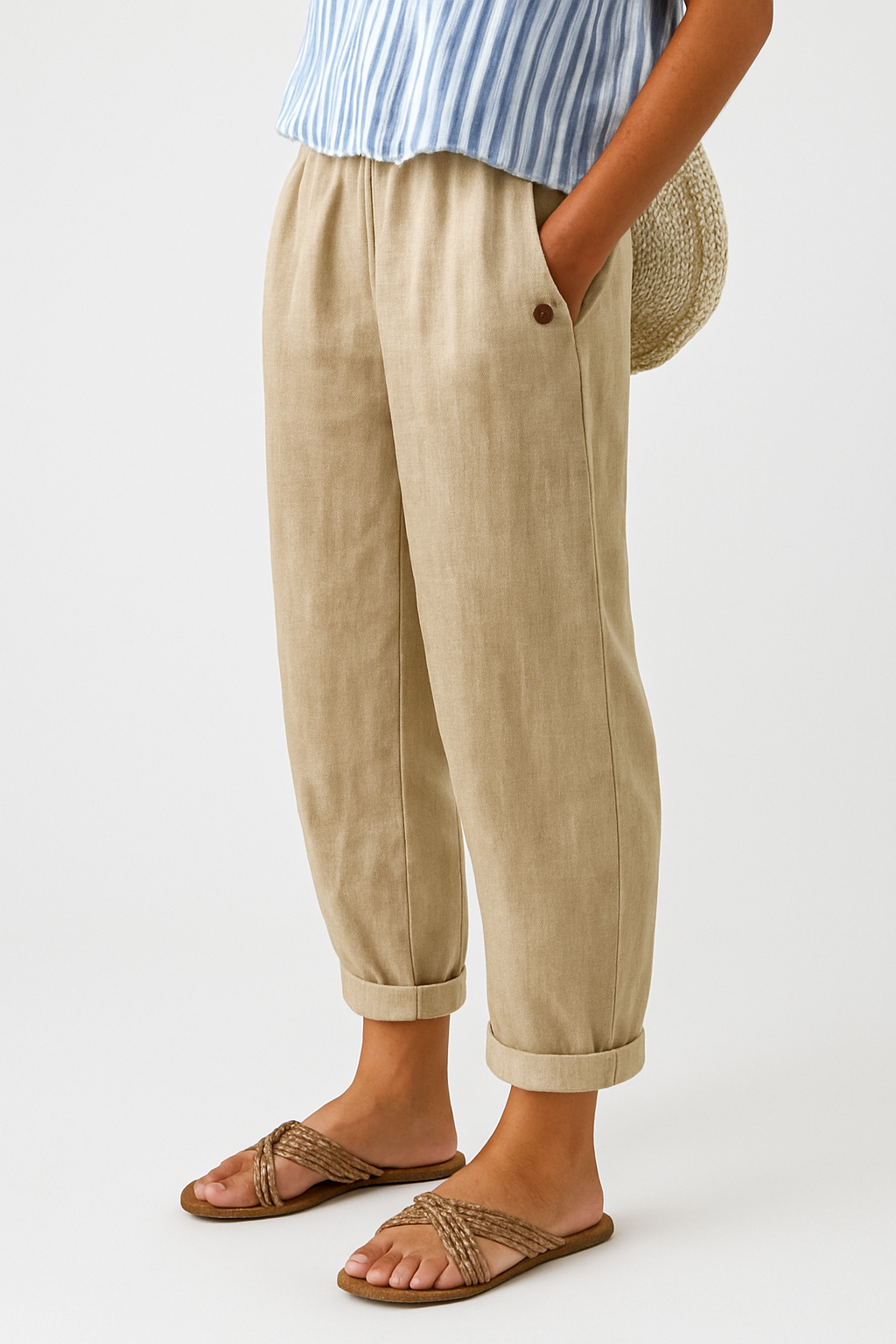 Nora Women's Pants | Comfortable Elastic Waist with Pockets, Relaxed Fit - 1