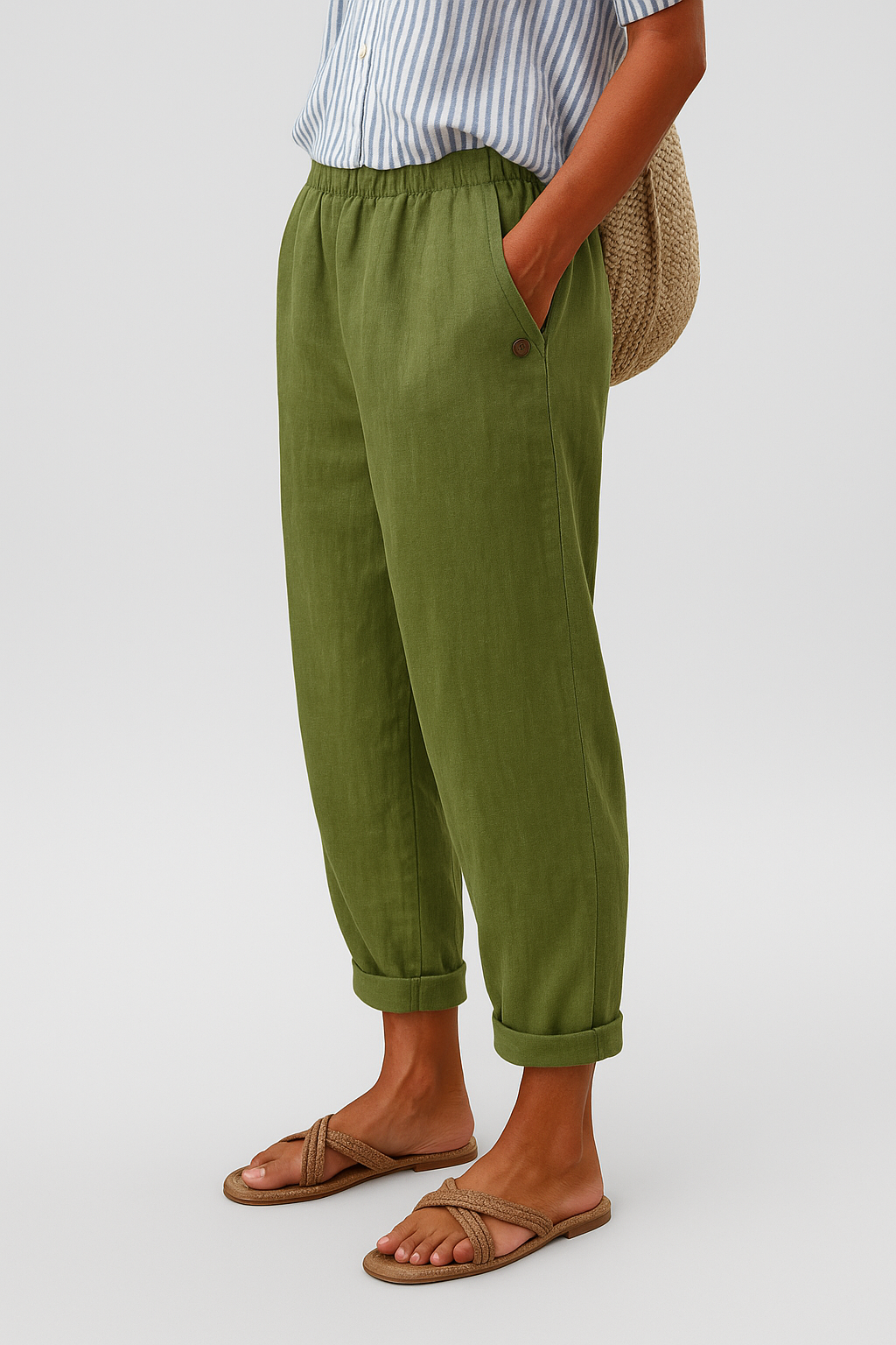 Nora Women's Pants | Comfortable Elastic Waist with Pockets, Relaxed Fit - 2