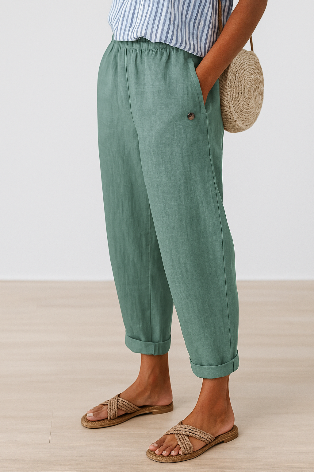 Nora Women's Pants | Comfortable Elastic Waist with Pockets, Relaxed Fit - 4