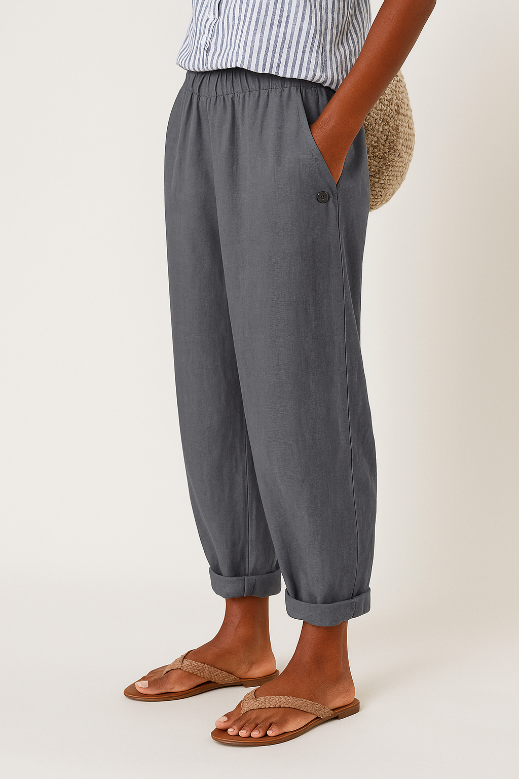 Nora Women's Pants | Comfortable Elastic Waist with Pockets, Relaxed Fit - 5
