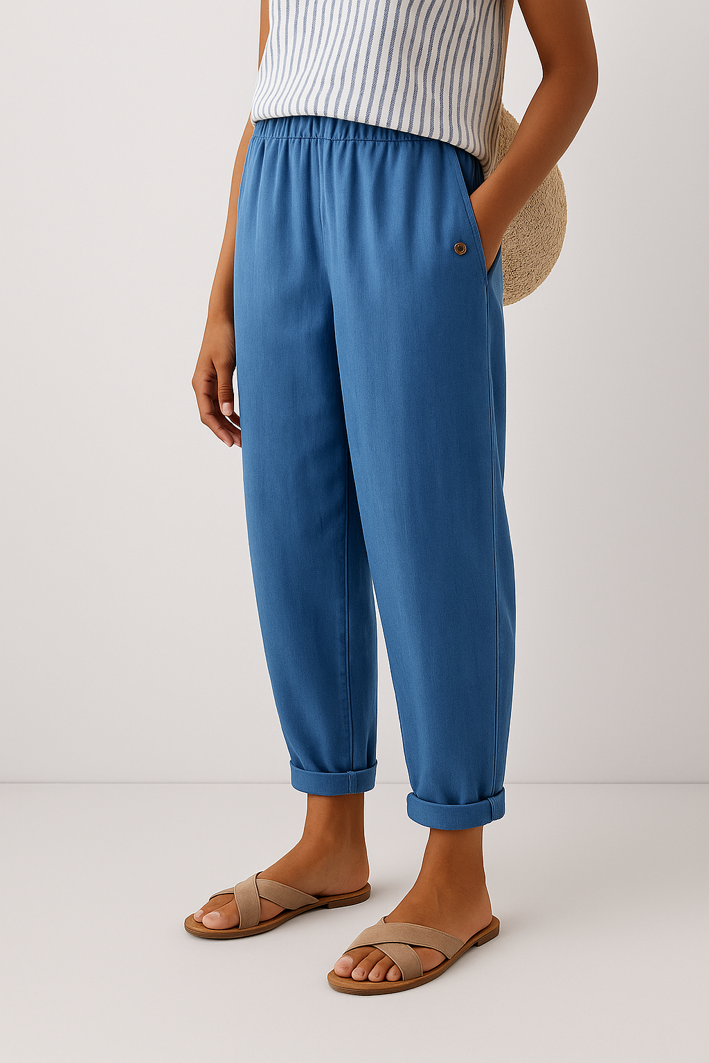 Nora Women's Pants | Comfortable Elastic Waist with Pockets, Relaxed Fit - 3