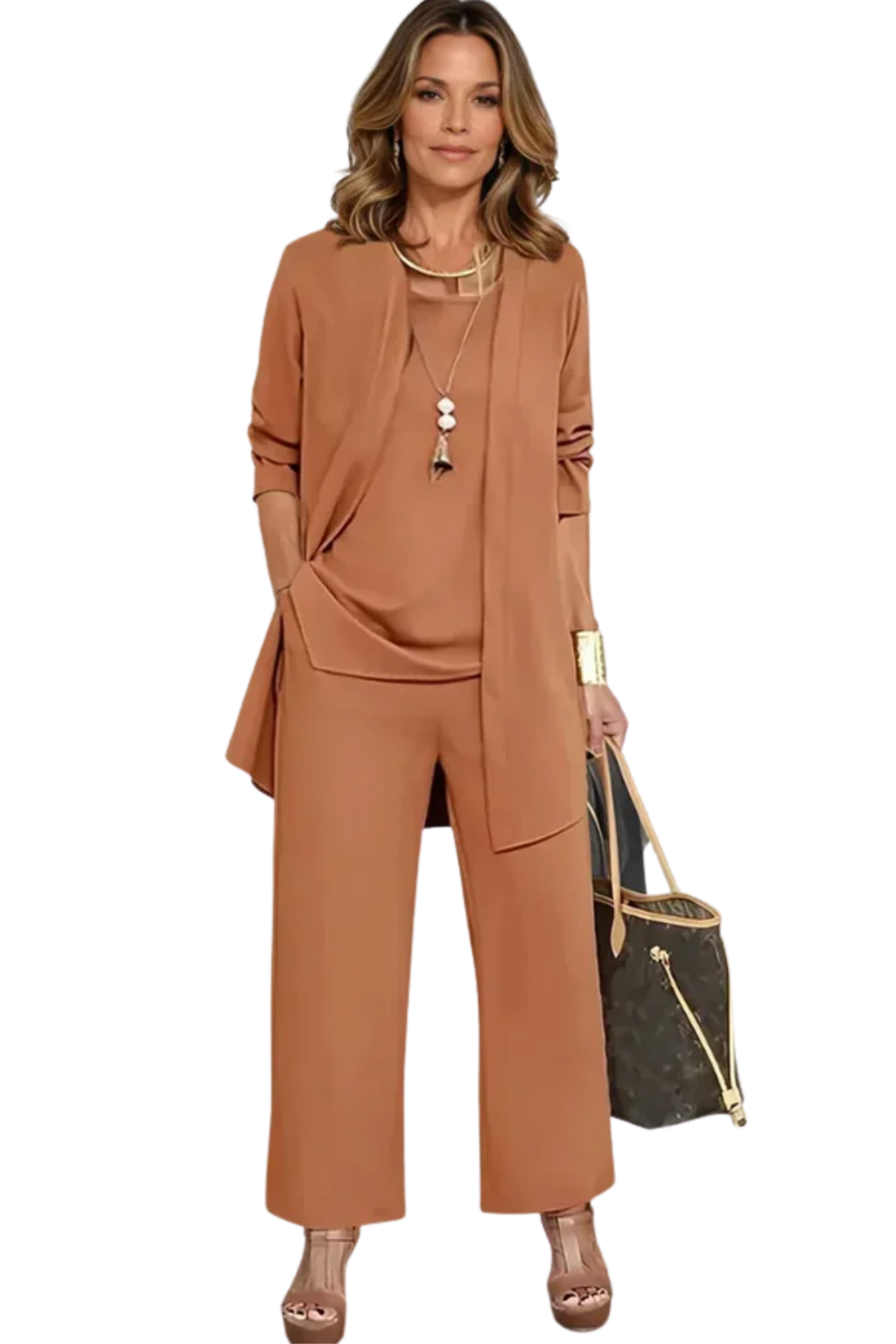Waverly Women's Set | Elegant Cardigan & Wide-Leg Trousers, Soft Fabric - 2