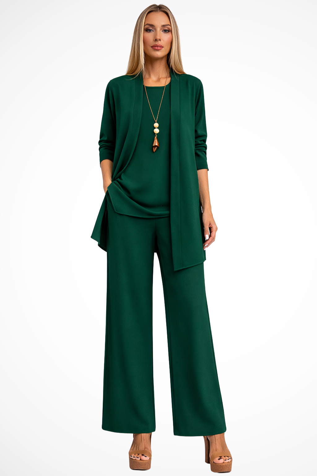 Waverly Women's Set | Elegant Cardigan & Wide-Leg Trousers, Soft Fabric - 18