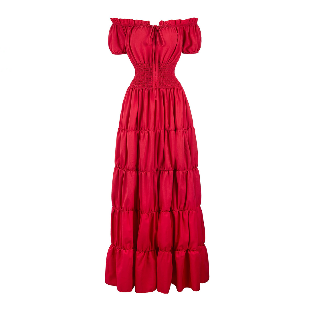 Raven Women's Renaissance Dress | Smocked Waist, Floor-Length Glamour - 4