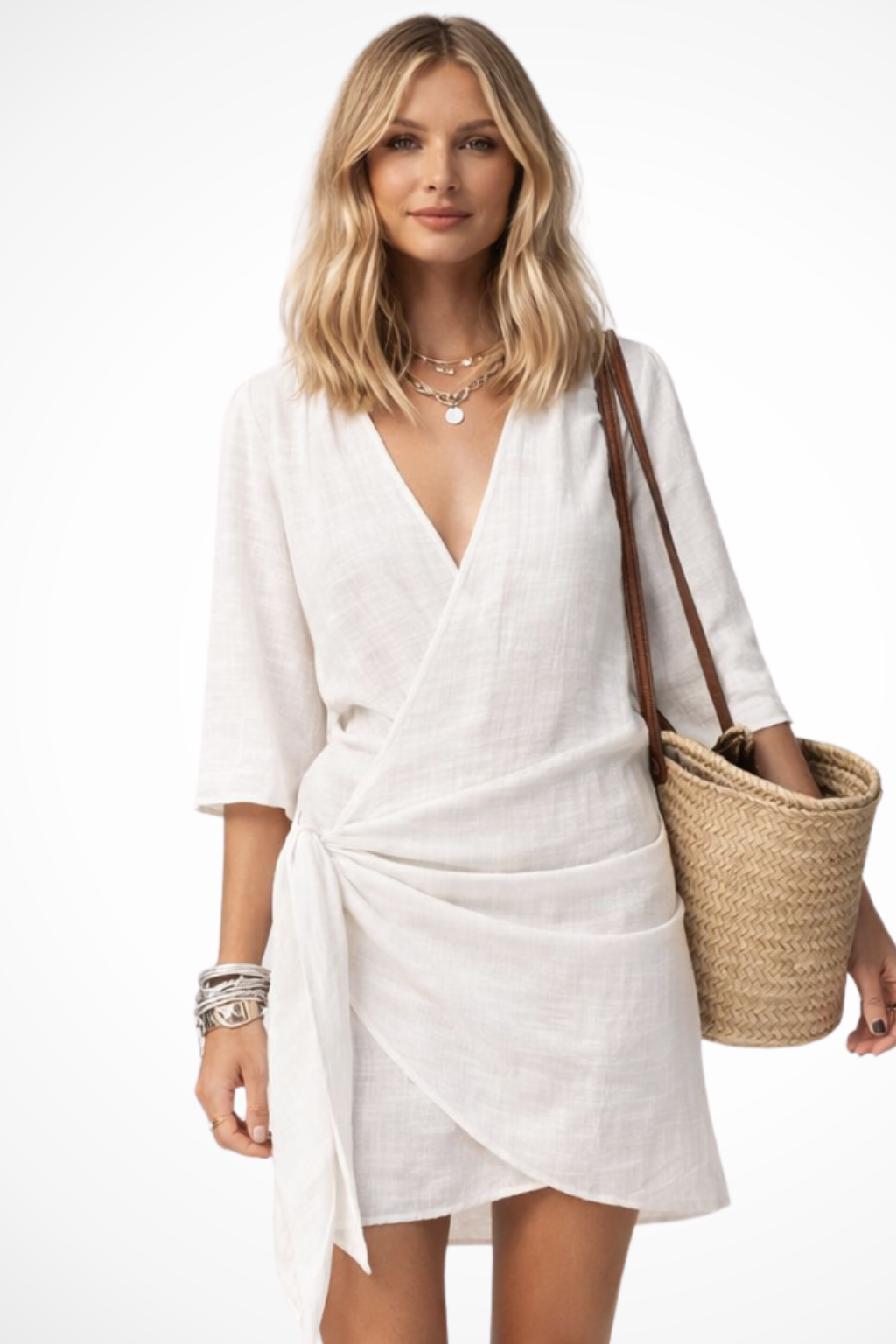 Lara Women's Mini Dress | Lightweight Linen, Wrap Style for Summer - 1