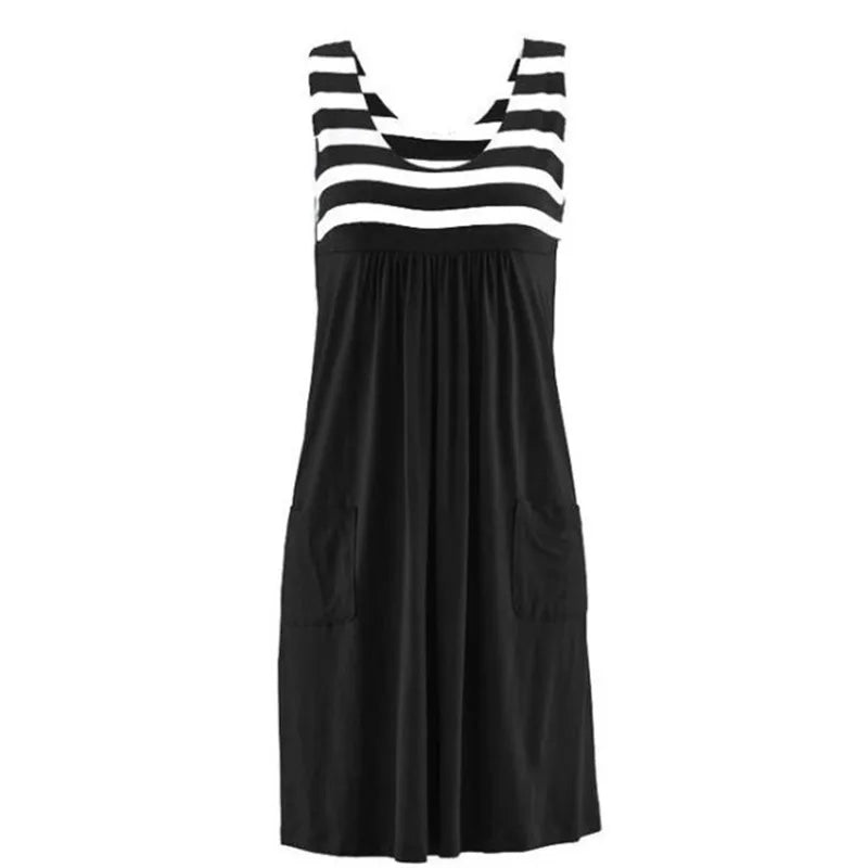 Fiona Women's Summer Dress | Striped Loose Sleeveless, Breathable Fabric - 4