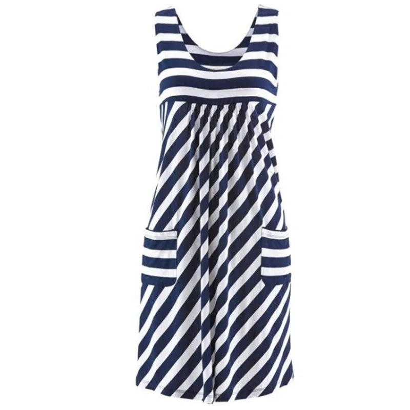 Fiona Women's Summer Dress | Striped Loose Sleeveless, Breathable Fabric - 7