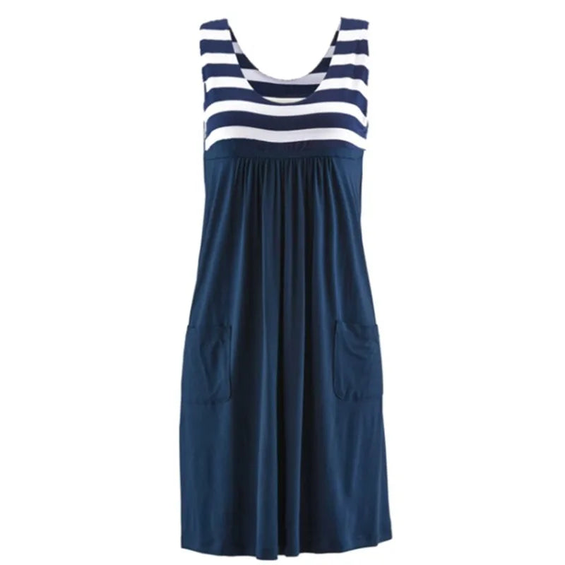 Fiona Women's Summer Dress | Striped Loose Sleeveless, Breathable Fabric - 8