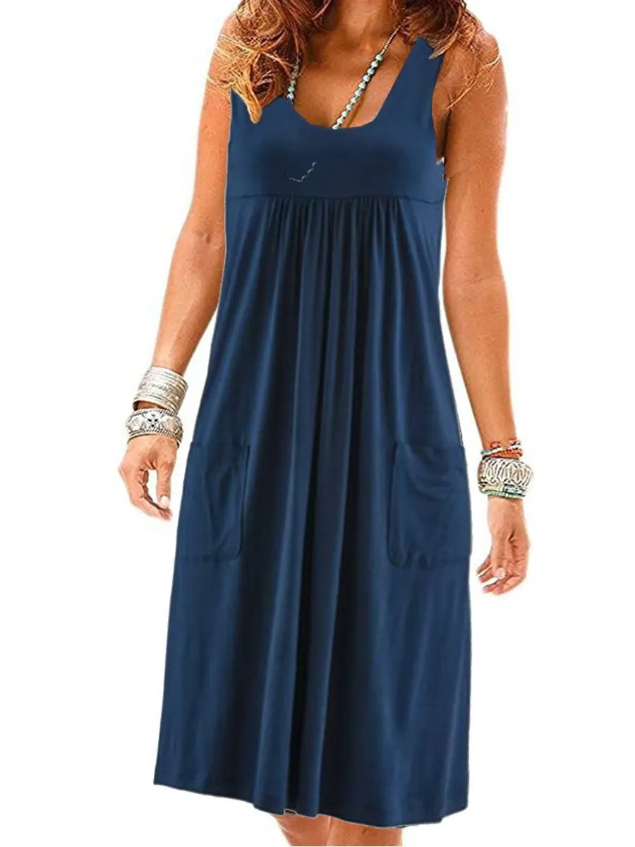 Fiona Women's Summer Dress | Striped Loose Sleeveless, Breathable Fabric - 2