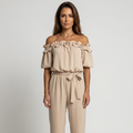 Off-Shoulder Women's Jumpsuit with Tie-Waist – Chic Black Jumpsuit for Day and Night Wear - 1