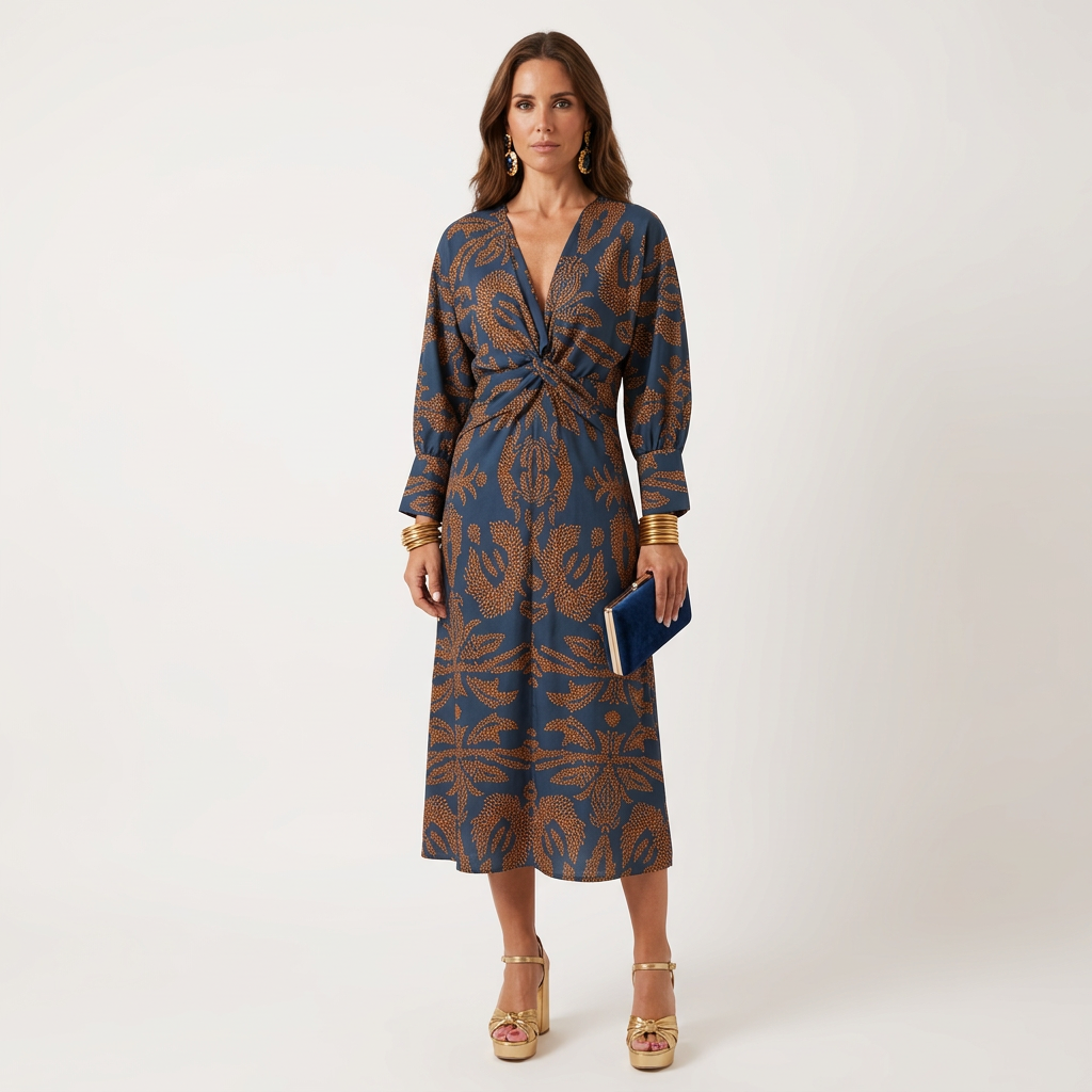 Vera Women's A-Line Maxi Dress - Elegant Cocktail & Wedding Guest Dress with Chic Knot Detail - 1