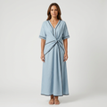 Womens Summer Dress – Lightweight V-Neck Relaxed Fit with Draped Waist, Perfect for Casual Outings and Holidays - 1