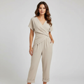 Womens Two Piece Set - Lightweight Co Ord Set with Wrap-Front Top and Cropped Trousers, Elegant Matching Set for Summer - 1