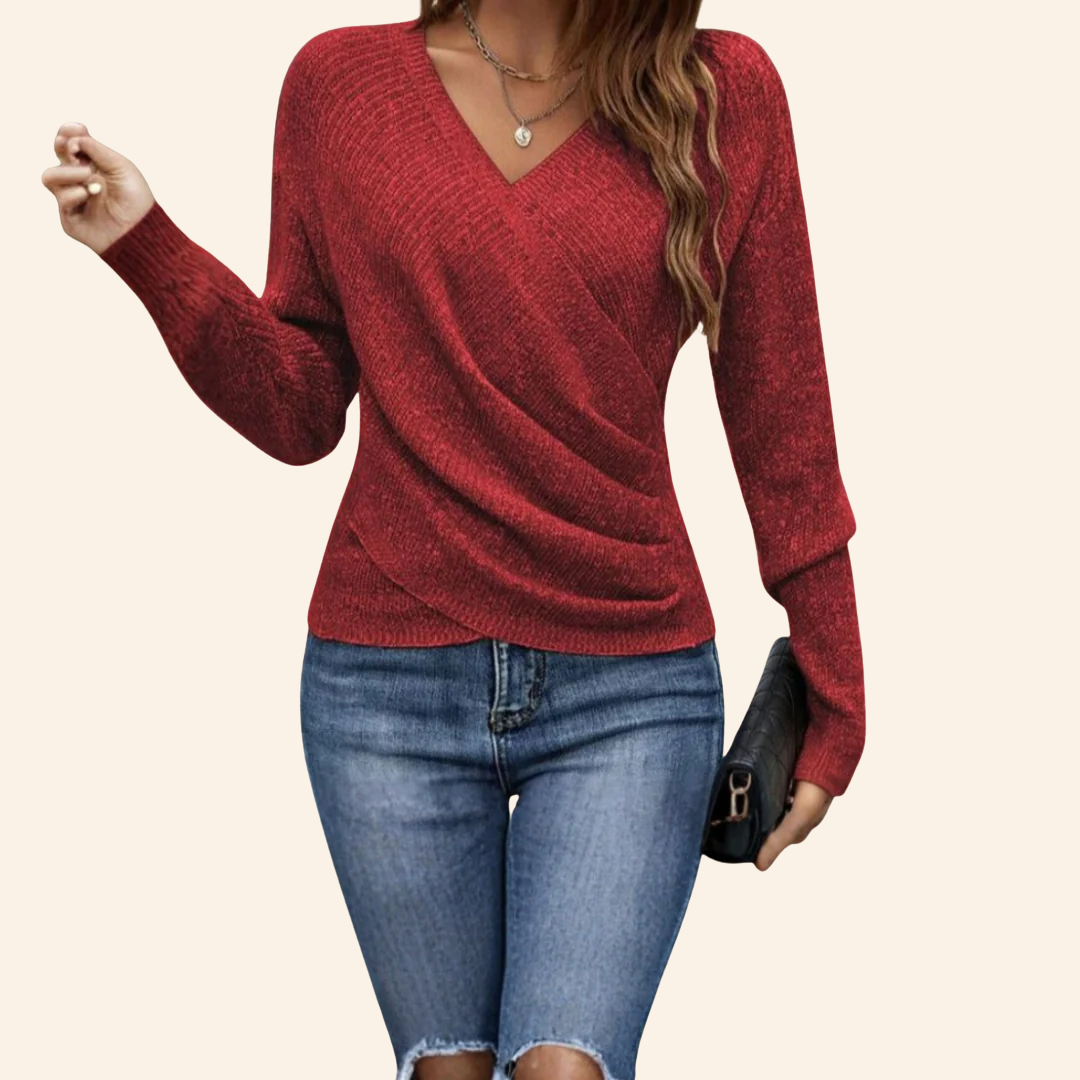 Elegant Womens Top - V-Neck Wrap Design in Soft Breathable Fabric for All-Day Comfort and Versatile Styling - 5