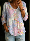 Mara Women's Blouse | Floral Patchwork Long Sleeve Top - 1