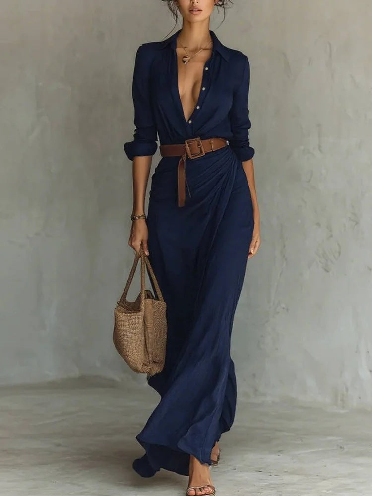 Ulyssa Women's Maxi Dress | Wrap Style with Lapel Collar, Lightweight Summer Elegance - 5