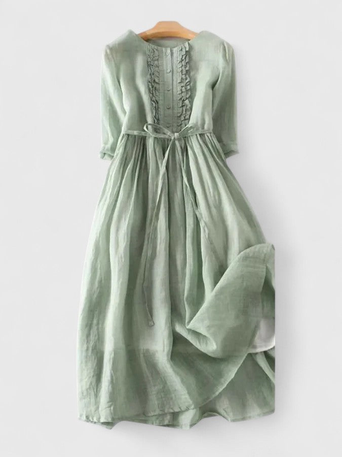 Maya Women's Midi Dress | Cotton Linen Blend, Elegant Summer Dress - 1