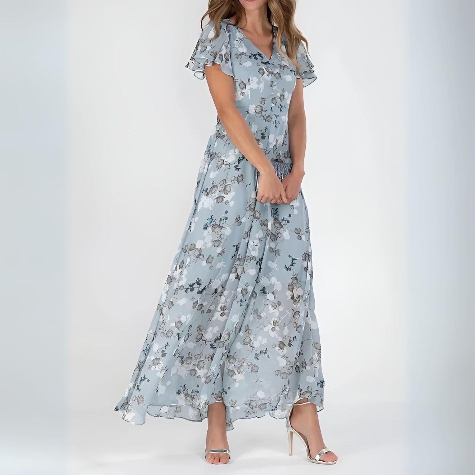 Perry Women's Maxi Dress | Watercolor Floral Print, Summer Elegance - 2