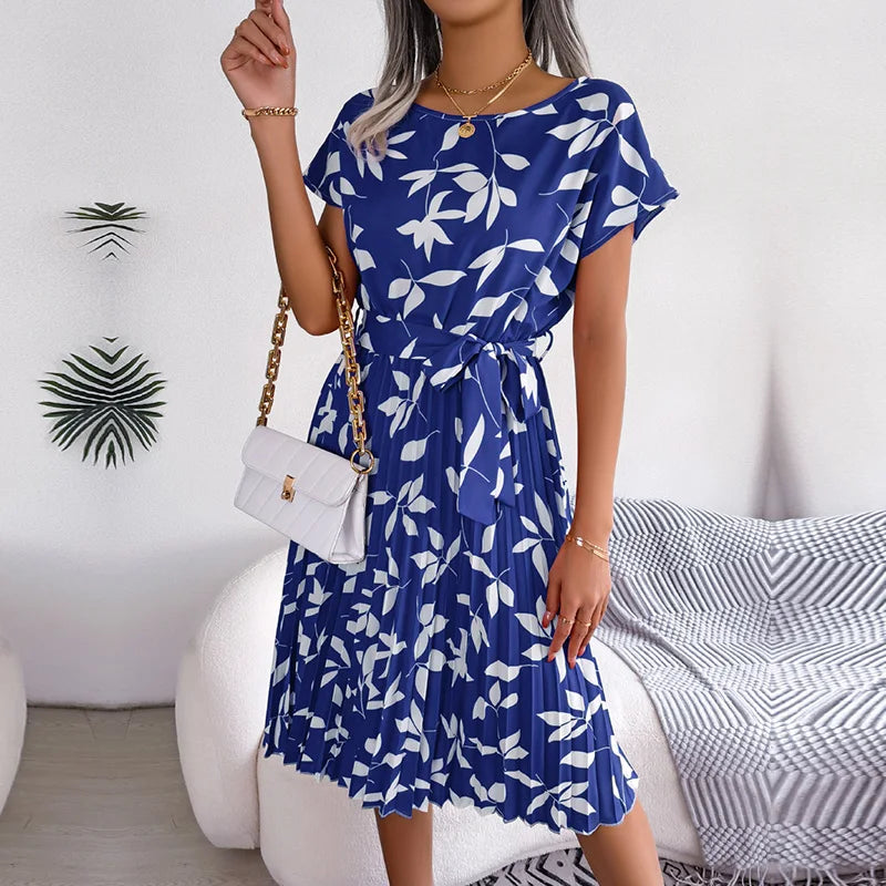 Wendy Women's A-Line Dress | Floral Pleated Design - 13