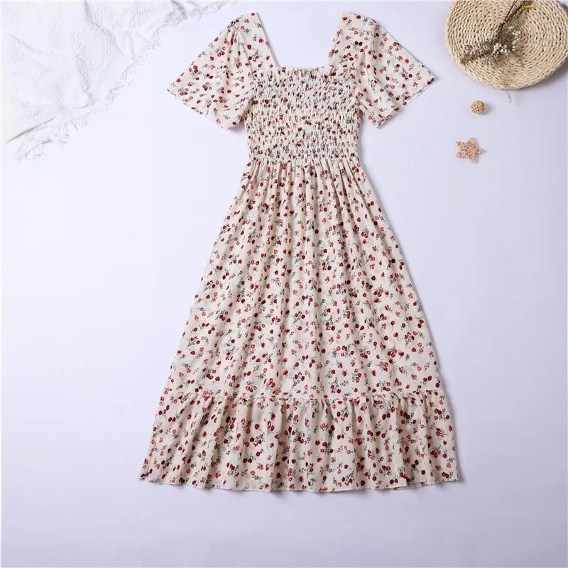 Sera Women's Midi Dress | Lightweight Chiffon, Floral Print - 4