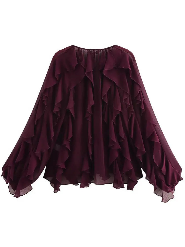 Lina Women's Layered Blouse | Elegant V-Neck Design - 3