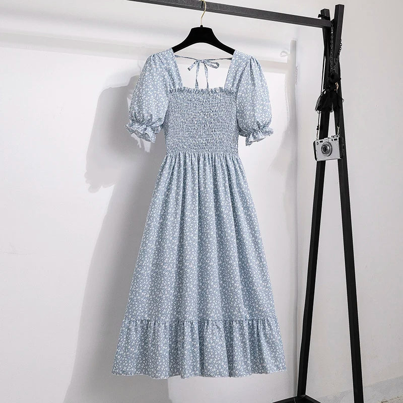 Lena Women's Summer Dress | A-Line, Elastic Waist, Short Sleeve - 17