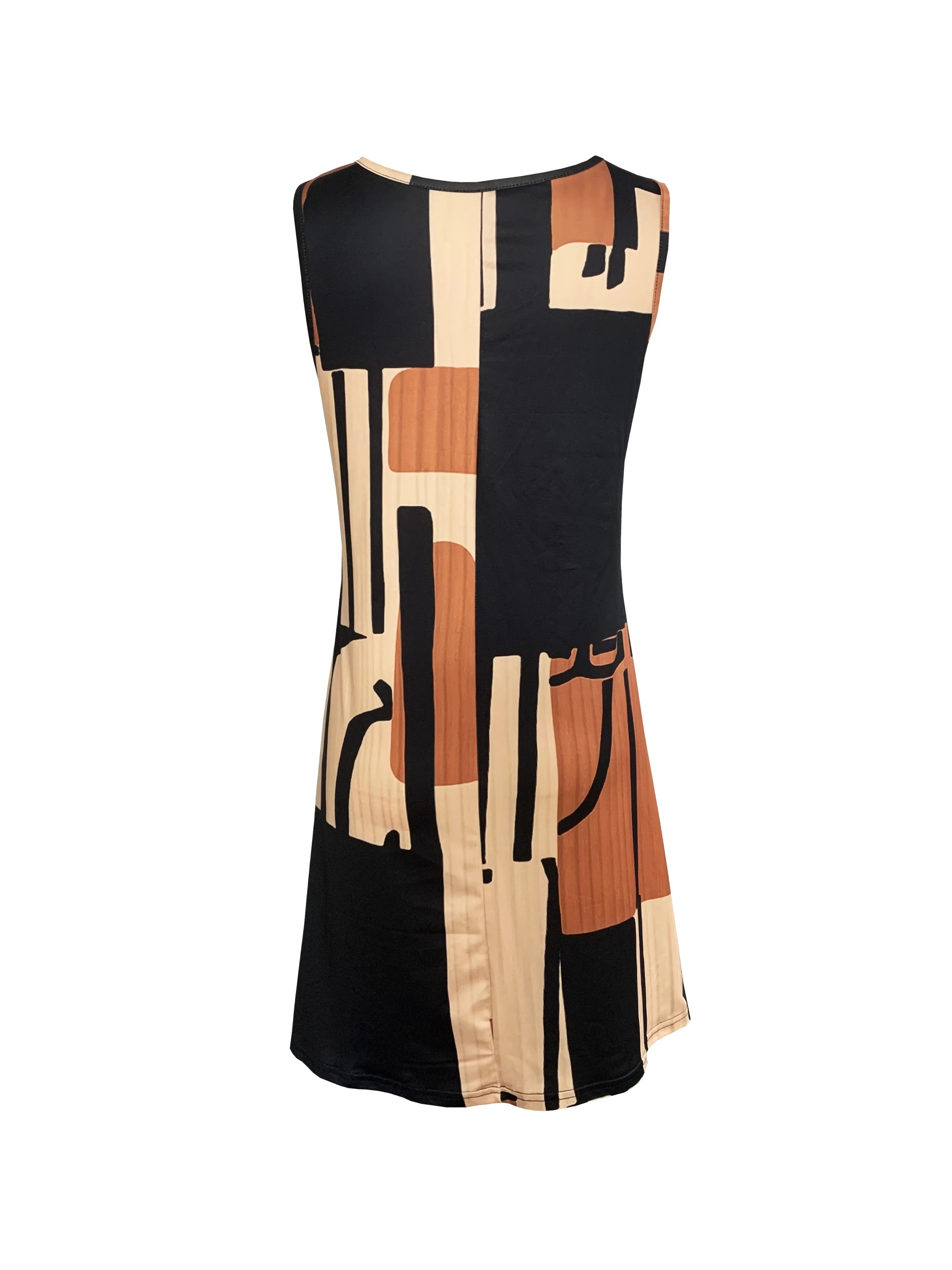 Gina Women's Midi Dress | Geometric Pattern, Sleeveless - 4