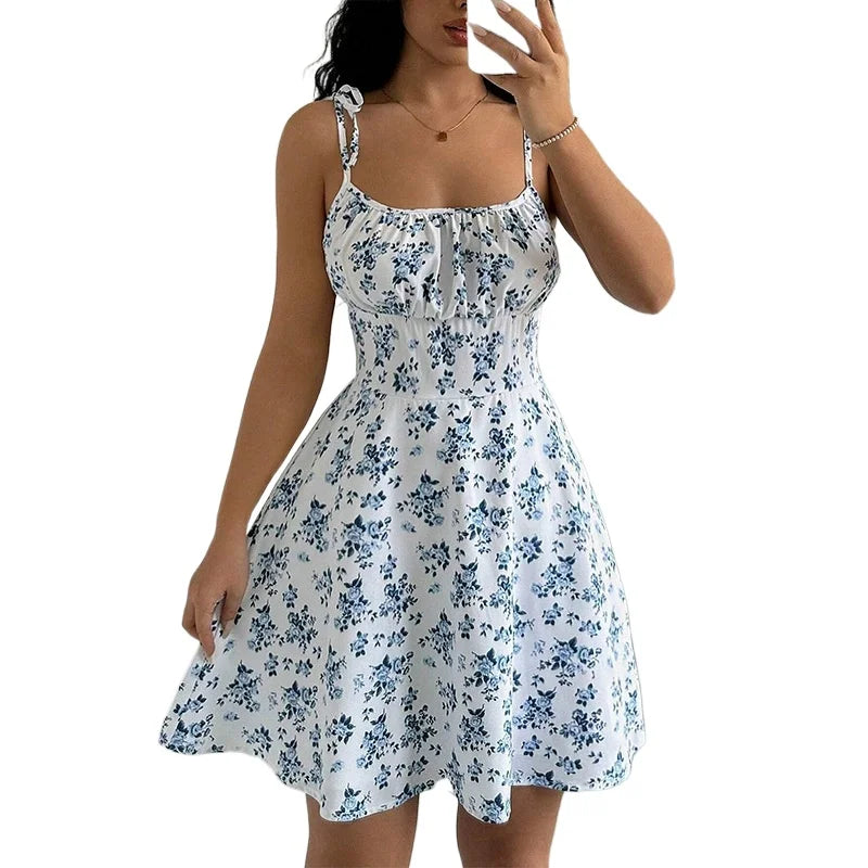 Lina Women's Sundress | Floral Spaghetti Strap Beach Dress - 6
