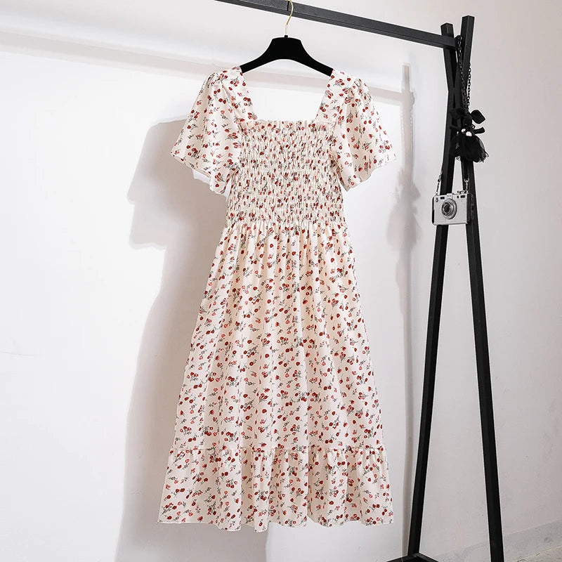 Sera Women's Midi Dress | Lightweight Chiffon, Floral Print - 7