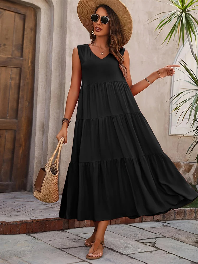 Evelyn Women's Summer Dress | Elegant Yellow & Black - 11
