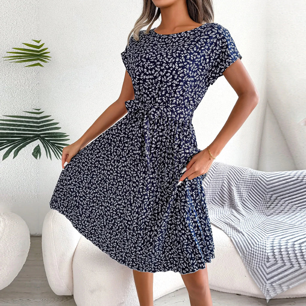 Wendy Women's A-Line Dress | Floral Pleated Design - 7