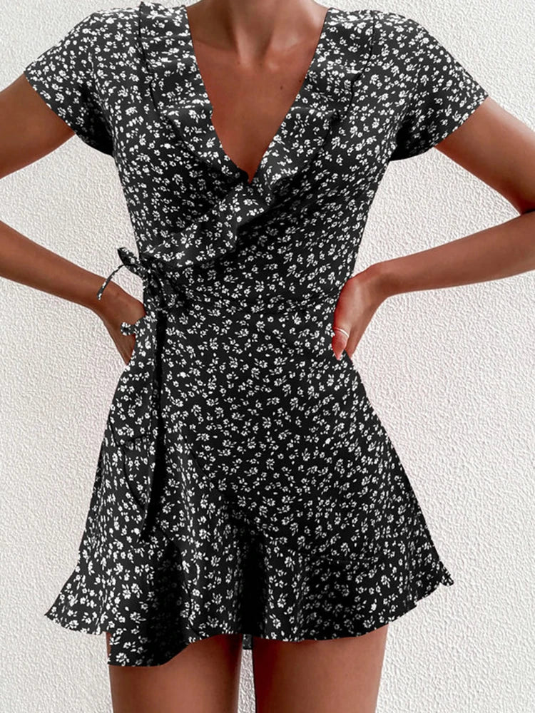 Flora Women's Mini Dress | Elegant A-Line with Ruffles - 2