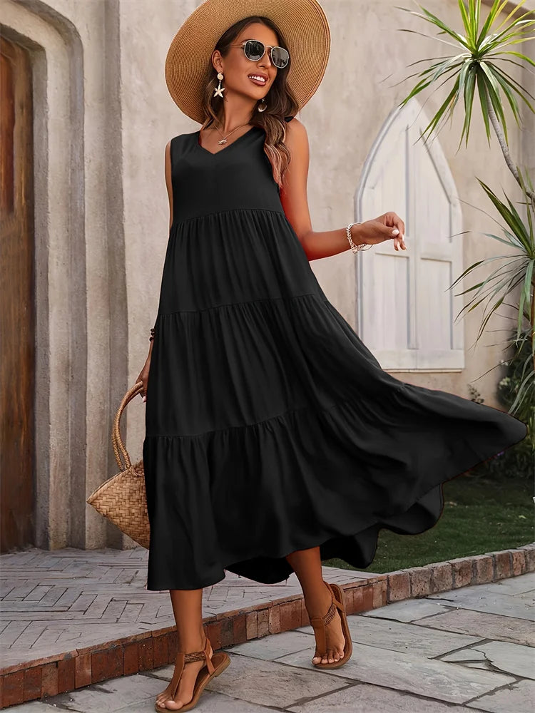 Evelyn Women's Summer Dress | Elegant Yellow & Black - 5