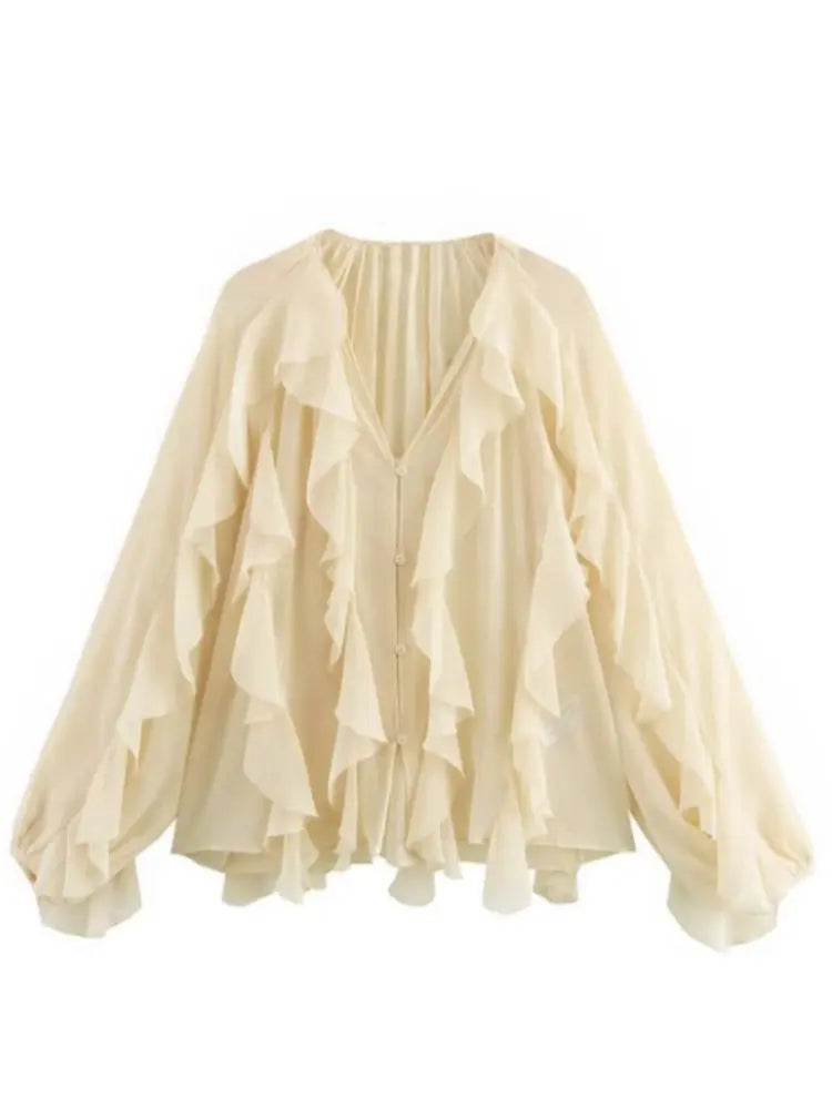 Lina Women's Layered Blouse | Elegant V-Neck Design - 17